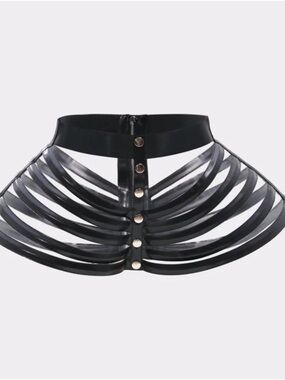 AKIRA Black Cage Strappy Faux Leather Cage Corset Belt size S/M NWT